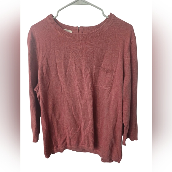 Talbots Women's Rose Sweatshirt With Pocket And Back Zipper Detail, Plus Size 2X - Picture 1 of 5